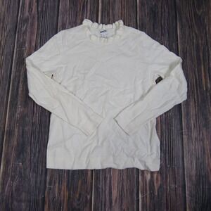 J Crew Womens Small White Ruffleneck Sweater